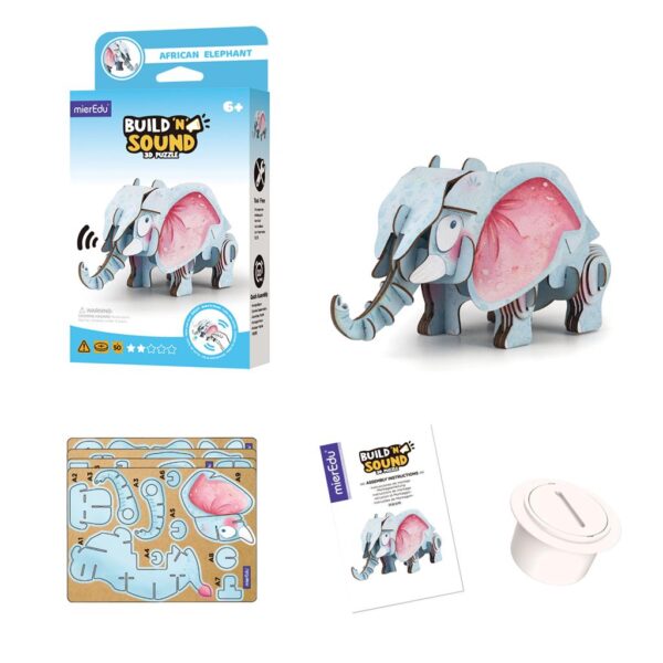 olifant8 MierEdu – 3D Puzzel Build & Sound – olifant bouwpakket