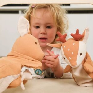 Egmont Toys Handpop Hertenkalf – zachte katoenen pop voor poppenkast en taalontwikkeling