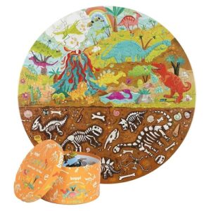 4WRD Dinopuzzel rond formaat 150 stukjes in opbergdoos