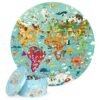 "4RWD wereldkaartpuzzel rond – 150 stukjes – educatieve kinder puzzel"