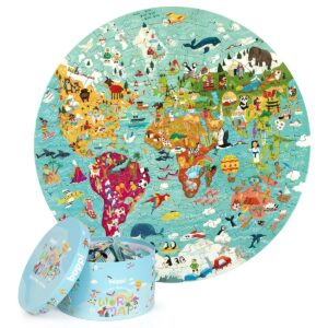 "4RWD wereldkaartpuzzel rond – 150 stukjes – educatieve kinder puzzel"