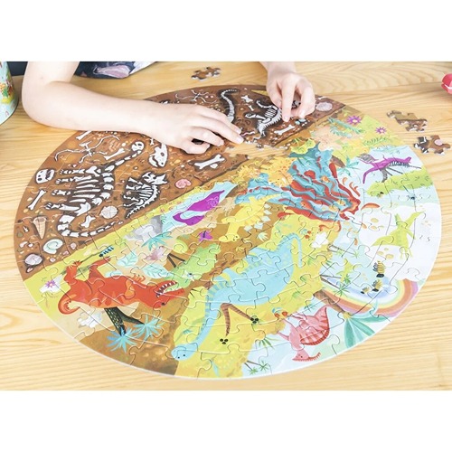 Ronde dinosaurus puzzel met 150 stukjes en bewaardoos
