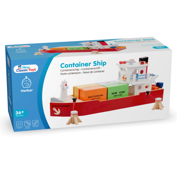 containerboot-houten-speelgoed-new-classic-toys-woet Houten containerboot met vier containers – New Classic Toys Havenlijn