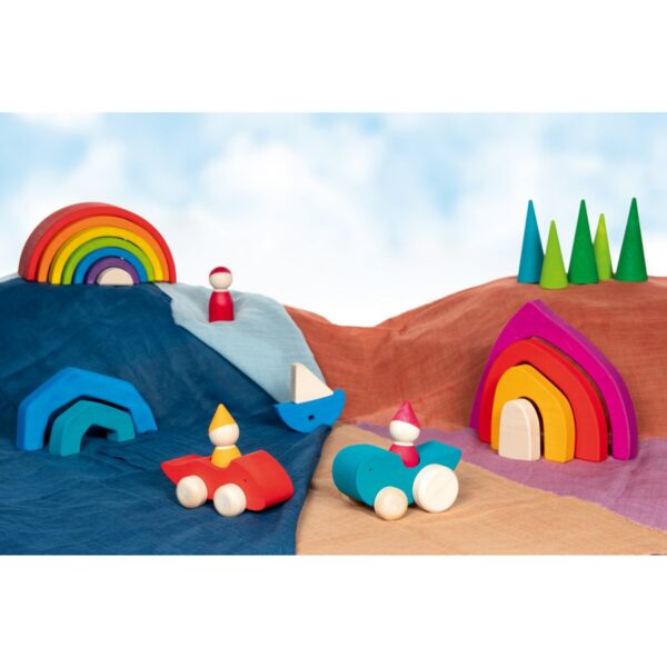 Houten Goki voertuig met drakenprint – kindvriendelijk duurzaam speelgoed