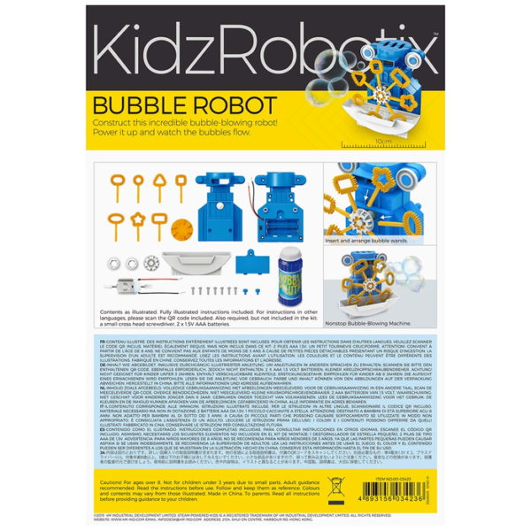 beschrijving van 4M KidzLabs Bellenblaas Robot – DIY bubbelmachine voor kinderen
