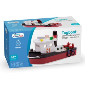 New Classic Toys Sleepboot – houten havenboot voor kinderen in de doos