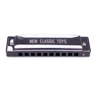 Glimmende mondharmonica van New Classic Toys in close-up