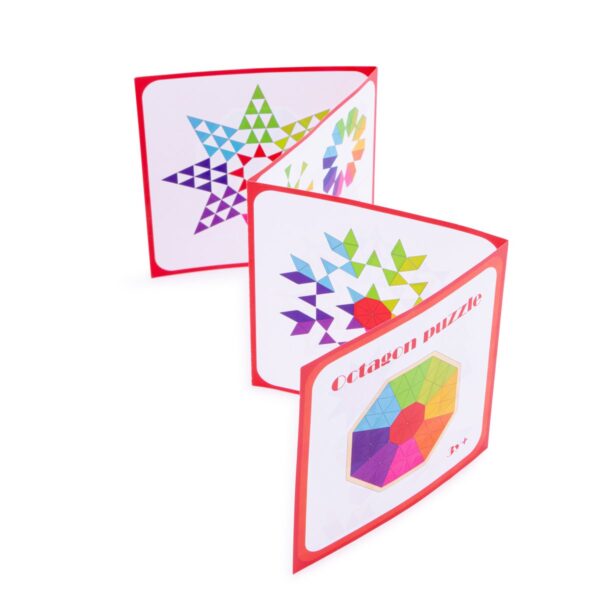 opdrachtboek-het-speellab-new-classic-toys-vormenpuzzel voorbeeldenboek bij Geometrische puzzelstukken in houten puzzelbord