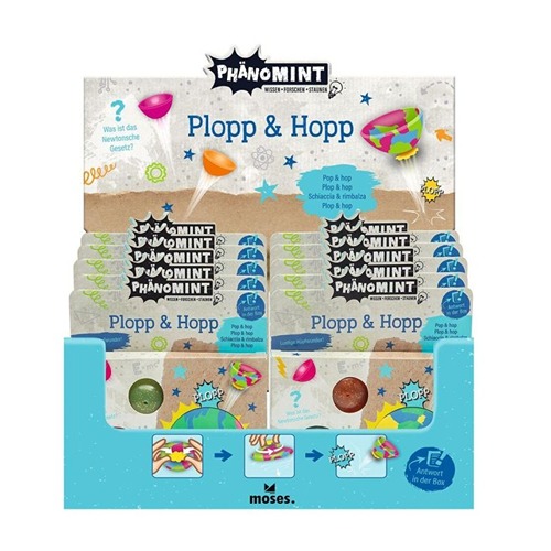 PhänoMINT Plop & Hop – 3 vrolijk gekleurde ploppers, educatief STEM-speelgoed