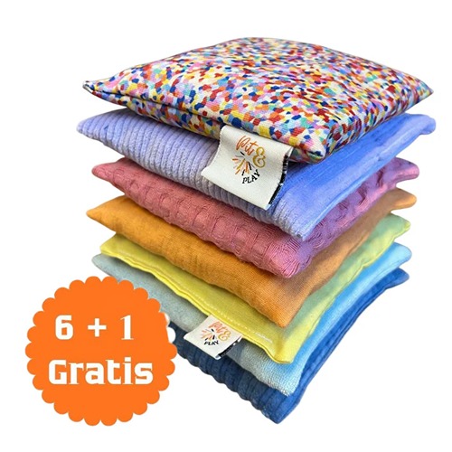 Pit and Play pittenzak actie regenboog sensory bean bag 6 +1 gratis