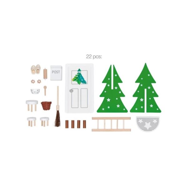 goki-nature-60678-houten-elf-deur-met-accessoires Detail van accessoires bij de Goki houten elfendeur