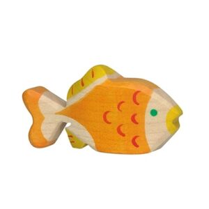 Van duurzaam hout handgemaakte goudvis waldorf geinspiteerd van Holztiger bij Het Speellab