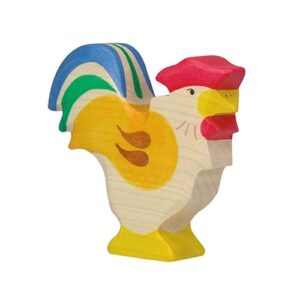 Van duurzaam hout handgemaakte haan waldorf geinspiteerd van Holztiger bij Het Speellab