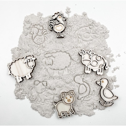 Leuk met Letters houten sensorisch speelgoed boerderijdieren in speelzand het Speellab