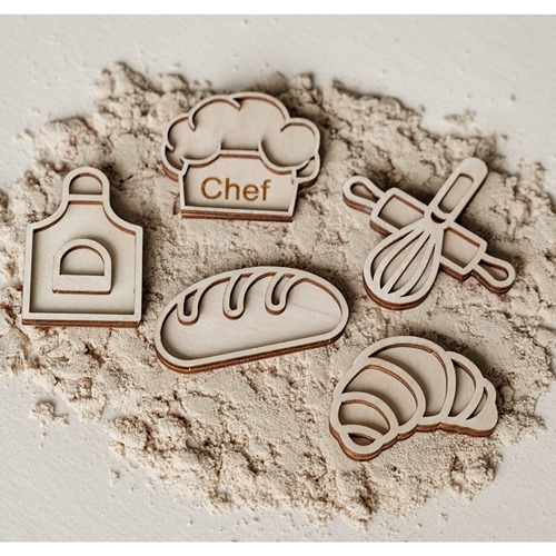 Kleine houten vultrays bakkerij voor fijne motoriek