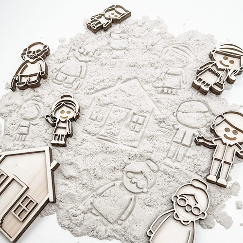 Leuk met Letters vultray familie bij Het Speellab kinetisch zand