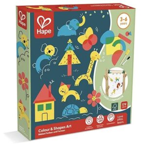 Hape Colour and Shapes Art Set kleurrijke knutselset met vormen en kleuren.