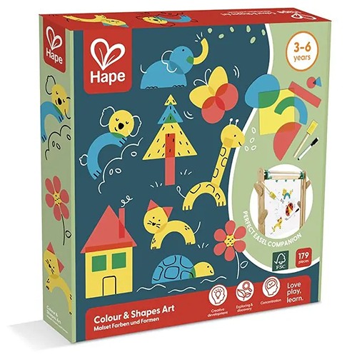 hape-colour-shapes-art-set-kleuren-vormen-knutselset-speellab Hape Colour and Shapes Art Set kleurrijke knutselset met vormen en kleuren.