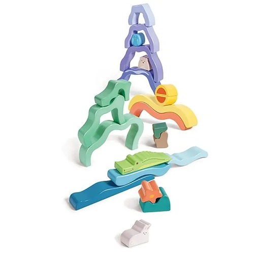 Houten natuurtafereel stapelblokken van Hape voor creatieve bouwers