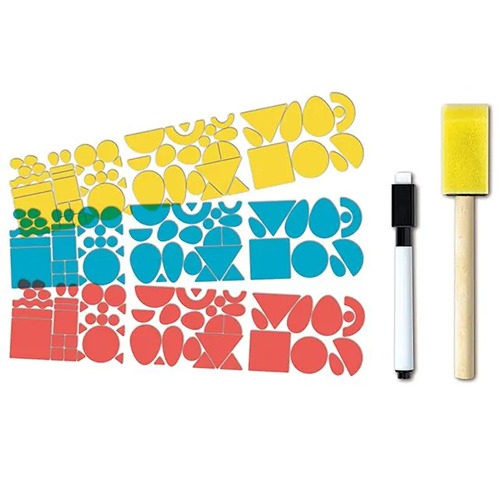 kleuren-en-vormen-kunst-set-hape-educatief-open-end-speelgoed Educatieve kunstset met kleuren en vormen voor open-end spel en creativiteit.