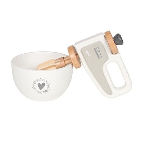 Goki houten handmixer met mengkom als speelkeuken accessoire voor kinderen