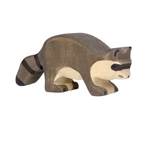 Houten handgemaakt dierfiguur wasbeer voor open einde spel. Duurzaam en fantasierijk speelgoed van Holztiger bij Het Speellab