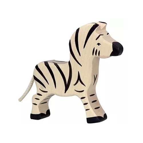 Houten handgemaakt dierfiguur Zebra klein voor open einde spel. Duurzaam en fantasierijk speelgoed van Holztiger bij Het Speellab