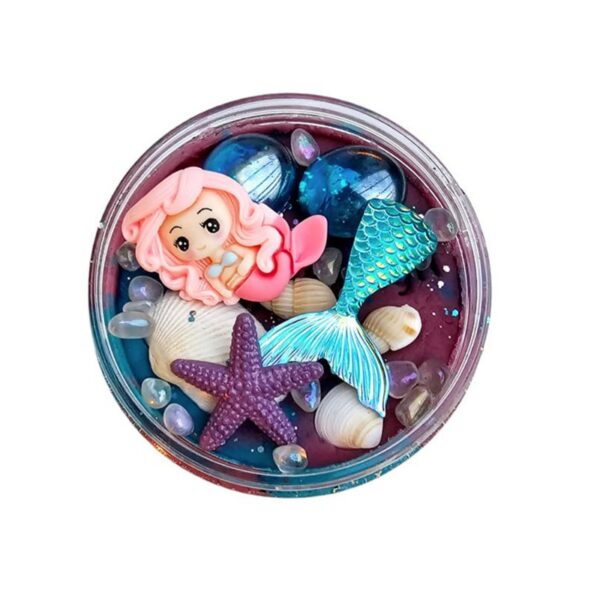 Pot sensorydough zeemeermin van bovenaf met beeld op speelfiguren