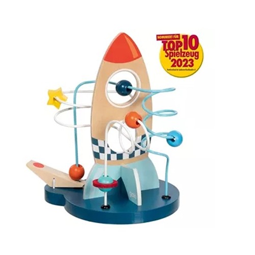 Houten motoriekspiraal baby speelgoed Goki raket