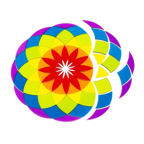Eduplay-mandala-lichttafel-looseparts-openeinde Voorbeeld van de mandala van Eduplay in een cirkel