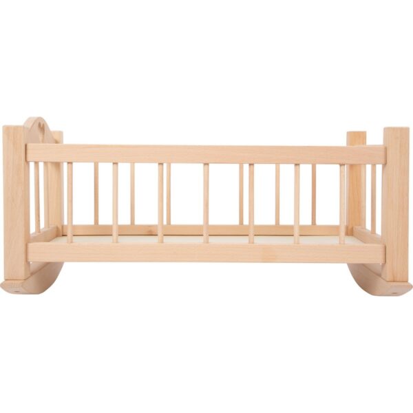 duurzaam-houten-poppenmeubilair-huishoek-kinderopvang Robuuste Small Foot houten poppenwieg naturel als duurzaam speelmateriaal voor de huishoek in de klas